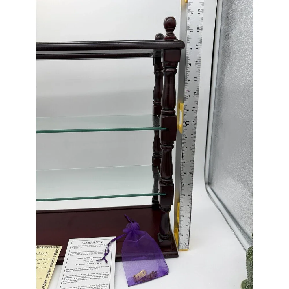 Vintage Thomas Pacconi Classics Wooden Mahogany Wall Shelf Glass Display